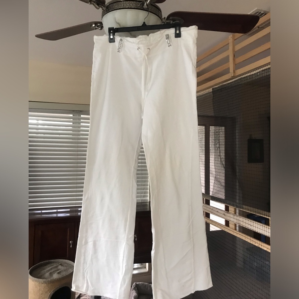 ALLEN ALLEN SIZE M Women’s White Pull-On Wide-Leg Pants